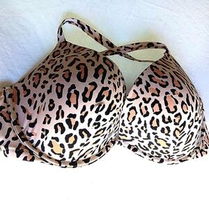 SHADE & SHORE Padded Push-Up Bikini Top 38 DD Leopard Animal Print Adjustable